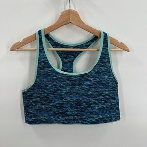 Fabletics Marika Racer-back Green/Blue Sports Bra Activewear Ladies Large